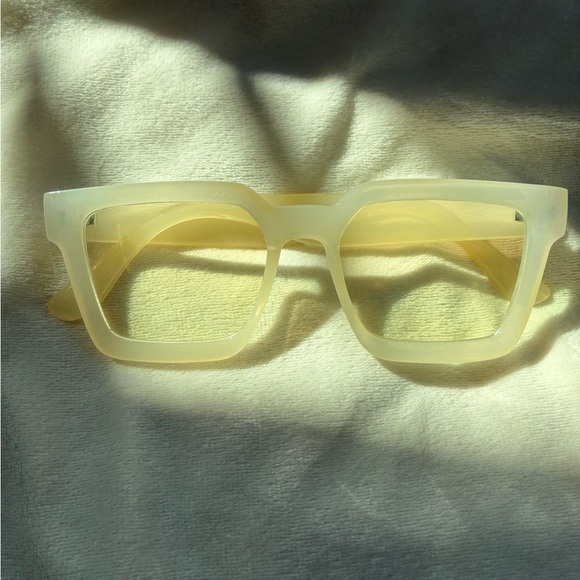 Square Cream Blue Light Non-Prescription Glasses - Picture 11 of 11